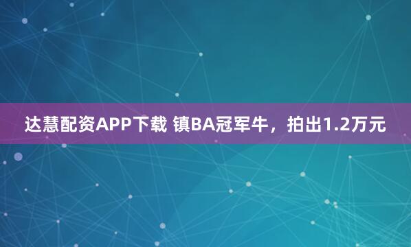 达慧配资APP下载 镇BA冠军牛，拍出1.2万元