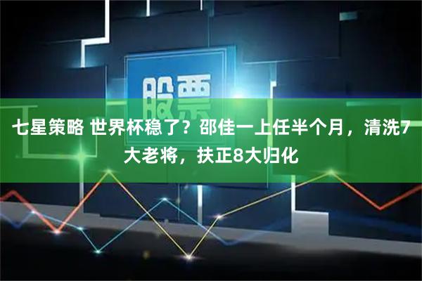 七星策略 世界杯稳了？邵佳一上任半个月，清洗7大老将，扶正8大归化